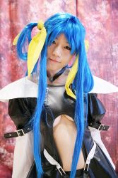 Rule 34 | arc system works, blue hair, boots, breasts, cosplay, dizzy (guilty gear), guilty gear, highres, kabura hitori (model), midriff, photo (medium), thighhighs, twintails, underboob