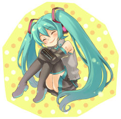 Rule 34 | detached sleeves, closed eyes, hatsune miku, long hair, skirt, solo, thighhighs, twintails, very long hair, vocaloid, yuuryuu nagare