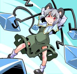 Rule 34 | 1girl, animal ears, capelet, grey hair, jewelry, mouse ears, mouse tail, nazrin, pendant, red eyes, shinapuu, short hair, smile, solo, tail, touhou