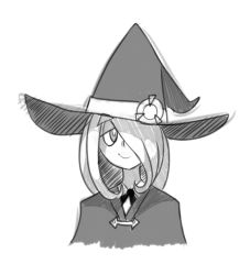Rule 34 | 10s, 1girl, female focus, highres, little witch academia, monochrome, solo, sucy manbavaran