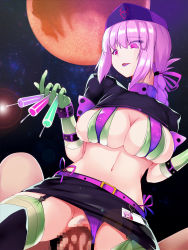 Rule 34 | 1boy, 1girl, assertive female, bad id, bad pixiv id, bikini, breasts, censored, clothed female nude male, clothed sex, clothing aside, cowgirl position, fate/grand order, fate (series), florence nightingale (fate), florence nightingale (trick or treatment) (fate), full moon, garter straps, girl on top, gloves, green gloves, green thighhighs, hat, hetero, highres, id card, large breasts, long hair, miniskirt, moon, mosaic censoring, navel, night, nude, official alternate costume, okuri banto, panties, panties aside, parted lips, penis, pink hair, pov, red eyes, red moon, revealing clothes, sex, short sleeves, shrug (clothing), skirt, smile, stomach, straddling, swimsuit, syringe, thighhighs, underwear, vaginal