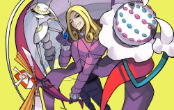 Rule 34 | 1boy, ball, blacephalon, blonde hair, blue eyes, cape, creatures (company), curly hair, formal, frills, funny valentine, game freak, gen 7 pokemon, gloves, grin, head tilt, highres, holding, holding ball, holding cape, holding clothes, jojo no kimyou na bouken, kamuruchii, kartana, long hair, long sleeves, looking at viewer, male focus, nintendo, one eye closed, pheromosa, pokemon, smile, solo, steel ball (jojo), steel ball run, suit, thick eyebrows, ultra beast, v-shaped eyebrows