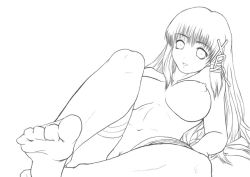 Rule 34 | 1girl, breasts, greyscale, large breasts, long hair, monochrome, nipples, os-tan, solo, thighhighs, uncensored, xp-tan