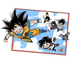 Rule 34 | 4girls, 5boys, bulma, carrying, carrying person, chi-chi (dragon ball), dragon ball, dragon ball super, dragon ball super super hero, family, father and daughter, father and son, fenyon, flying, grandfather and granddaughter, grandmother and granddaughter, happy, highres, husband and wife, mother and daughter, mother and son, multiple boys, multiple girls, official art, pan (dragon ball), piccolo, smile, son gohan, son goku, son goten, tagme, trunks (dragon ball), videl