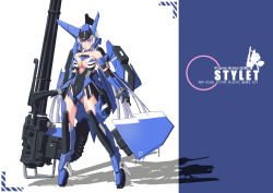 Rule 34 | 10s, boots, breasts, cleavage, elbow gloves, frame arms girl, gatling gun, gloves, gun, high heel boots, high heels, highres, large breasts, long hair, mecha musume, minigun, nenchi, shadow, solo, stylet, very long hair, weapon, white hair, wings