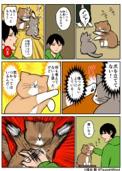 Rule 34 | 1boy, alfred (kounoike tsuyoshi), artist self-insert, black hair, cat, comic, commentary request, kounoike tsuyoshi, original, ponta (kounoike tsuyoshi), translation request