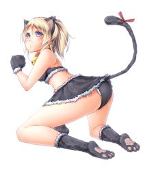 Rule 34 | 10s, 1girl, animal ears, ass, ayase eli, bell, neck bell, blonde hair, blue eyes, cat ears, cat tail, collar, fur trim, love live!, love live! school idol project, midriff, noppi (noppi 98), ponytail, short hair, solo, tail