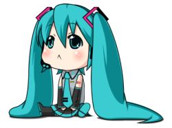 Rule 34 | 1girl, :&lt;, ^^^, animated, animated gif, aqua eyes, aqua hair, blinking, blush, chibi, embarrassed, hatsune miku, long hair, lowres, maa, simple background, sitting, solo, twintails, vocaloid