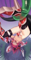 Rule 34 | 1girl, absurdres, armor, bikini armor, boots, breasts, claymore (sword), double m/, dragon girl, elbow gloves, elizabeth bathory (brave) (fate), elizabeth bathory (fate), fate/grand order, fate (series), gauntlets, gloves, high heel boots, high heels, highres, horns, m/, midriff, muchi maro, navel, nipples, pink hair, pussy juice, ribs, shield, slime (substance), small breasts, tail, undressing, upside-down