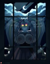 Rule 34 | 1girl, against glass, blonde hair, breast press, breasts, cloud, glass, glitter and gold, glowing, glowing eyes, halloween, highres, huge breasts, looking at viewer, moon, night, night sky, nipples, scary eyes, sky, solo, tagme, window