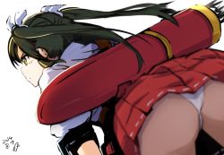 Rule 34 | 10s, 1girl, arrow (projectile), ass, dated, from behind, green hair, hair ribbon, kantai collection, long hair, md5 mismatch, momo (higanbana and girl), panties, pantyshot, quiver, resized, resolution mismatch, ribbon, skirt, solo, source larger, twintails, underwear, upskirt, white background, white panties, yellow eyes, zuikaku (kancolle)