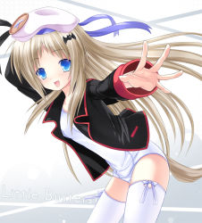 Rule 34 | aqua eyes, blue eyes, buttons, hat, little busters!, long hair, noumi kudryavka, ribbon, silver hair, solo, thighhighs