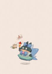 Rule 34 | animal focus, apple, artist name, berry (pokemon), blue bow, bow, cake, closed mouth, clothed pokemon, commentary request, creatures (company), evolutionary line, fairy wings, fangs, food, fruit, game freak, gen 3 pokemon, gen 4 pokemon, highres, munchlax, nintendo, no humans, pear, pecha berry, pokemon, shroomish, simple background, star (symbol), strawberry shortcake, twitter username, white background, wings, zozozoshion