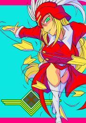 Rule 34 | 1girl, 2012, akatsuki blitzkampf, alternate eye color, armband, belt, blonde hair, blue background, boots, breasts, dress, en-eins kanzen sekai, feathers, full body, green eyes, helmet, highres, holding, holding sword, holding weapon, long hair, looking at viewer, low-tied long hair, no pants, panties, red dress, shaded face, solo, sword, tempelritter, thigh boots, thighhighs, underwear, weapon, whip sword, white belt, white footwear, white panties, yoshitsuki