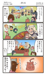 Rule 34 | &gt; &lt;, 4koma, 6+girls, :d, apron, aquila (kancolle), ark royal (kancolle), bare shoulders, bismarck (kancolle), black apron, black hair, black hakama, black legwear, black skirt, blonde hair, blue hair, blue hakama, blue shirt, braid, brown hair, capelet, comic, commentary request, corset, crown, detached sleeves, dress, fire, flower, food, french braid, gambier bay (kancolle), graf zeppelin (kancolle), green hakama, green kimono, hachimaki, hair between eyes, hairband, hakama, hakama short skirt, hakama skirt, headband, high ponytail, highres, hiryuu (kancolle), holding, houshou (kancolle), intrepid (kancolle), iowa (kancolle), jacket, japanese clothes, kaga (kancolle), kantai collection, kariginu, kimono, light brown hair, littorio (kancolle), long hair, long sleeves, low twintails, meat, megahiyo, military, military uniform, mini crown, multiple girls, neckerchief, no headwear, off-shoulder dress, off shoulder, one side up, open mouth, orange hair, pink kimono, pleated skirt, ponytail, prinz eugen (kancolle), red flower, red hair, red jacket, red ribbon, red rose, red skirt, ribbon, rose, ryuujou (kancolle), saratoga (kancolle), shirt, short hair, short sleeves, side ponytail, sidelocks, skirt, smile, souryuu (kancolle), speech bubble, tasuki, thighhighs, tiara, translation request, twintails, twitter username, uniform, visor cap, warspite (kancolle), white corset, white dress, white kimono, white legwear, white neckerchief, yellow kimono, zuihou (kancolle)