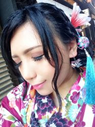 Rule 34 | 1girl, asian, black hair, chouzuki maryou, japanese clothes, kimono, lipstick, makeup, photo (medium), plump, solo