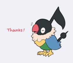 Rule 34 | beak, bird, chatot, commentary request, creatures (company), closed eyes, from side, game freak, gen 4 pokemon, happy, jaho, nintendo, no humans, notice lines, pokemon, pokemon (creature), simple background, solo, standing, talons, thank you, white background