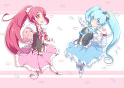 Rule 34 | 10s, 2girls, absurdres, aino megumi, blue dress, blue eyes, blue hair, blue skirt, boots, bow, brooch, crown, cure lovely, cure princess, dress, full body, happinesscharge precure!, heart, heart brooch, highres, jewelry, long hair, magical girl, mini crown, multiple girls, pantyhose, pink bow, pink dress, pink eyes, pink hair, pink skirt, ponytail, precure, puffy sleeves, ribbon, senba hikari, shirayuki hime, shoes, skirt, smile, twintails, wide ponytail, wrist cuffs