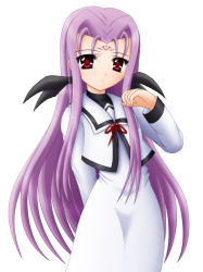 00s long_hair lutecia lutecia_alpine lyrical_nanoha mahou_shoujo_lyrical_nanoha mahou_shoujo_lyrical_nanoha_strikers purple_hair red_eyes school_uniform serafuku solo yamaguchi_ugou