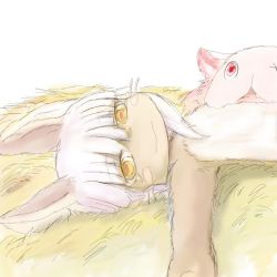Rule 34 | 10s, artist request, brown eyes, rabbit, furry, lowres, made in abyss, nanachi (made in abyss), white hair