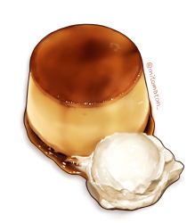 Rule 34 | artist name, cream, dessert, food, food focus, highres, ice cream, mitomaton, no humans, original, pastry, pudding, realistic, sauce, simple background, single scoop, still life, sweets, twitter username, white background