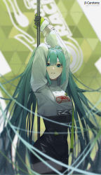 Rule 34 | 1girl, absurdres, aqua hair, artist name, black bodysuit, black gloves, black thighhighs, blue eyes, blush, bodysuit, clothes writing, commentary request, covered navel, cowboy shot, crop top, gloves, hatsune miku, highres, light particles, long hair, long sleeves, looking at viewer, lufi ays, parted lips, pole, racing miku, racing miku (2022), single thighhigh, smile, solo, thighhighs, twintails, very long hair, vocaloid