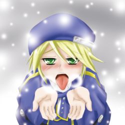 Rule 34 | arc system works, blazblue, blush, cupping hands, noel vermillion, own hands together, snow, tagme, tongue, tongue out