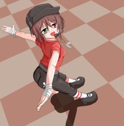 Rule 34 | 00s, bandages, brown hair, cosplay, crossover, heterochromia, red scout (tf2), rozen maiden, scout (tf2), short hair, solo, souseiseki, team fortress 2, the scout (cosplay)