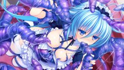 Rule 34 | 1girl, applique (company), asami asami, azurite, blue eyes, blue hair, blush, breasts, game cg, long hair, maid, pussy, re:birth colony, tentacles