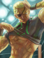 Rule 34 | 1boy, clothes lift, eyepatch, luchador, male focus, muscular, ramon (kof), shirt lift, snk, solo, the king of fighters