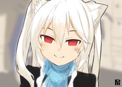 Rule 34 | 1girl, animal ears, female focus, looking at viewer, nora cat, nora cat channel, red eyes, satsuyo, smile, solo, virtual youtuber, white hair