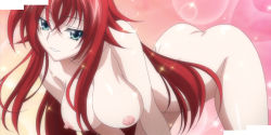 Rule 34 | 10s, 1girl, ass, blue eyes, breasts, demon girl, high school dxd, highres, large breasts, long hair, nipples, nude, red hair, rias gremory, screencap, smile, solo
