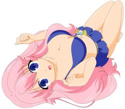 Rule 34 | 1girl, absurdres, artist request, baka to test to shoukanjuu, blue eyes, breasts, cleavage, female focus, hair ornament, hairclip, highres, himeji mizuki, hip focus, legs, long hair, looking at viewer, navel, open mouth, pink hair, solo, standing, thighs, third-party edit, tongue, transparent background, vector trace