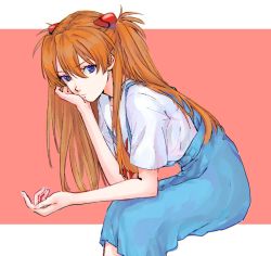 Rule 34 | 1girl, arm support, artist request, blue eyes, breasts, closed mouth, expressionless, hair ornament, invisible chair, lips, long hair, looking at viewer, neon genesis evangelion, orange hair, outdoors, photo (medium), school uniform, sitting, skirt, solo, souryuu asuka langley, tokyo-3 middle school uniform, very long hair