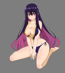 absurdres breasts highres idola_avorn purple_hair sentai_red_ga_isekai_de_boukensha_ni_naru string_bikini_bottom swimsuit