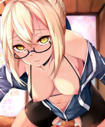 Rule 34 | 10s, 1boy, 1girl, ahoge, artoria pendragon (fate), bike shorts, bikini, bikini top only, black-framed eyewear, black bikini, black shorts, blonde hair, braid, breasts, breasts out, clothed sex, cowgirl position, dark persona, facing viewer, fate/grand order, fate (series), foreshortening, girl on top, glasses, hair between eyes, hanging breasts, hetero, indoors, jacket, lips, looking at viewer, medium breasts, mysterious heroine x alter (fate), navel, nipples, off shoulder, open bikini, open clothes, penis, pov, semi-rimless eyewear, sex, shiny skin, shorts, skindentation, straddling, swimsuit, torn bike shorts, torn clothes, uncensored, under-rim eyewear, veins, veiny penis, yellow eyes, zuo wei er