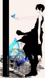 Rule 34 | 10s, 1boy, bug, butterfly, full body, highres, bug, kirito, male focus, monochrome, short hair, solo, spot color, sword art online, tsukimori usako