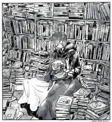 Rule 34 | 1boy, animal ears, blush, book, book stack, bookshelf, cat ears, cloak, closed eyes, closed mouth, crystal exarch, final fantasy, final fantasy xiv, g&#039;raha tia, g'raha tia, highres, holding, holding book, hood, hood down, hooded cloak, itowo (itowc), library, male focus, messy room, sitting, smile, solo