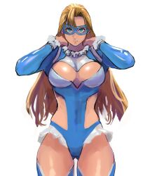 Rule 34 | 1girl, 6maker, blonde hair, breasts, cleavage, green eyes, highres, large breasts, long sleeves, mask, rainbow mika, street fighter, wrestling outfit