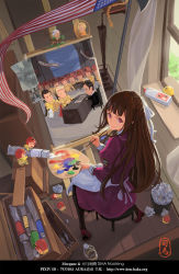 Rule 34 | 2girls, 6+boys, american flag, apple, apron, artist name, bernie sanders, black hair, blonde hair, book, bottle, bow, brown footwear, brown hair, curtains, day, donald trump, dress, easel, fairy (kancolle), flag, food, from above, from behind, fruit, full body, games workshop, hair bow, helmet, highres, hillary clinton, indoors, juliet sleeves, kantai collection, long hair, long sleeves, looking at viewer, looking back, milk carton, mini person, miniboy, minigirl, multiple boys, multiple girls, open book, pacific (kancolle), paint, paintbrush, painting (action), painting (object), palette (object), pantyhose, paper, photo (object), puffy sleeves, purple eyes, real life, sandals, sima naoteng, sitting, smile, stool, ted cruz, trash can, umbrella, uss west virginia (bb-48), warhammer, warhammer 40k, water bottle, watermark, weapon, web address, white hair, window, wooden floor