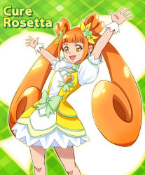 Rule 34 | 1girl, absurdres, bow, brooch, brown eyes, brown hair, character name, choker, clubs, cure rosetta, dokidoki! precure, earrings, flower, hair flower, hair ornament, heart, heart brooch, highres, jewelry, long hair, magical girl, open mouth, precure, ribbon, smile, solo, toyo-1040-maruthi, twintails, waist bow, wrist cuffs, yotsuba alice