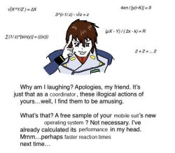 Rule 34 | 1boy, blue jacket, brown hair, commentary, english commentary, english text, gundam, gundam seed, gundam seed destiny, jacket, kira yamato, looking at viewer, male focus, math, meme, microsoft paint (medium), olivia (lucemdoodles), pointing, pointing up, portrait, purple eyes, simple background, solo, v-shaped eyebrows, white background