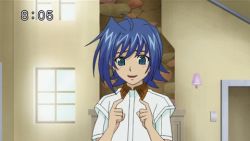 Rule 34 | 10s, 1boy, animated, animated gif, blue eyes, blue hair, cardfight!! vanguard, fireplace, indoors, lowres, male focus, matching hair/eyes, sendou aichi, shirt, solo, white shirt, window, worried