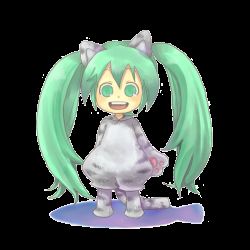 Rule 34 | animal costume, animal ears, animated, animated gif, cat ears, cat tail, chatarou, chibi, costume, ear wiggle, hatsune miku, long hair, solo, tail, twintails, very long hair, vocaloid