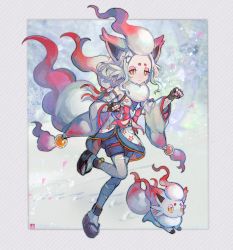 Rule 34 | animal ears, creature and personification, creatures (company), fingerless gloves, game freak, gloves, highres, hisuian zorua, japanese clothes, kantarou (8kan), nintendo, personification, pokemon, pokemon (creature), tail