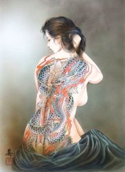 Rule 34 | 1930s (style), 1girl, asian, breasts, ozuma kaname yoko, sideboob, tattoo, tattooed women, vintage