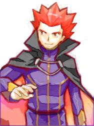 Rule 34 | 00s, 1boy, brown eyes, cape, creatures (company), game freak, lance (pokemon), male focus, mo-mo, nintendo, pokemon, pokemon hgss, red hair, solo, spiked hair