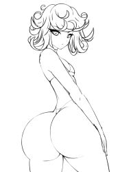 Rule 34 | 1girl, ass, ass focus, bikini, curvy, female focus, huge ass, looking at viewer, looking back, sketch, solo, swimsuit, tatsumaki, thick thighs, thighs, thong, wide hips, zonen404