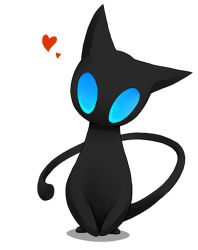 Rule 34 | bad id, bad pixiv id, black cat, blue eyes, cat, cross akiha, heart, looking at viewer, no humans, simple background, tail, white background