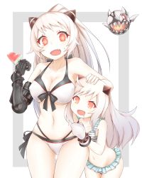 Rule 34 | 10s, 2girls, abyssal ship, ahoge, airfield princess, alternate costume, alternate hair length, alternate hairstyle, azuhira, bikini, bikini skirt, breasts, collarbone, colored skin, drooling, enemy aircraft (kancolle), fang, food, frilled bikini, frills, front-tie bikini top, front-tie top, gauntlets, gloves, groin, hand on another&#039;s head, high ponytail, horns, kantai collection, large breasts, long hair, mechanical arms, mittens, multiple girls, navel, northern ocean princess, open mouth, orange eyes, ponytail, popsicle, red eyes, saliva, side-tie bikini bottom, single gauntlet, single mechanical arm, standing, sweatdrop, swimsuit, teeth, thigh gap, very long hair, watermelon bar, white bikini, white hair, white skin